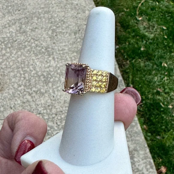 Rare Ametrine and Yellow Sapphire Ring - Picture 8 of 11